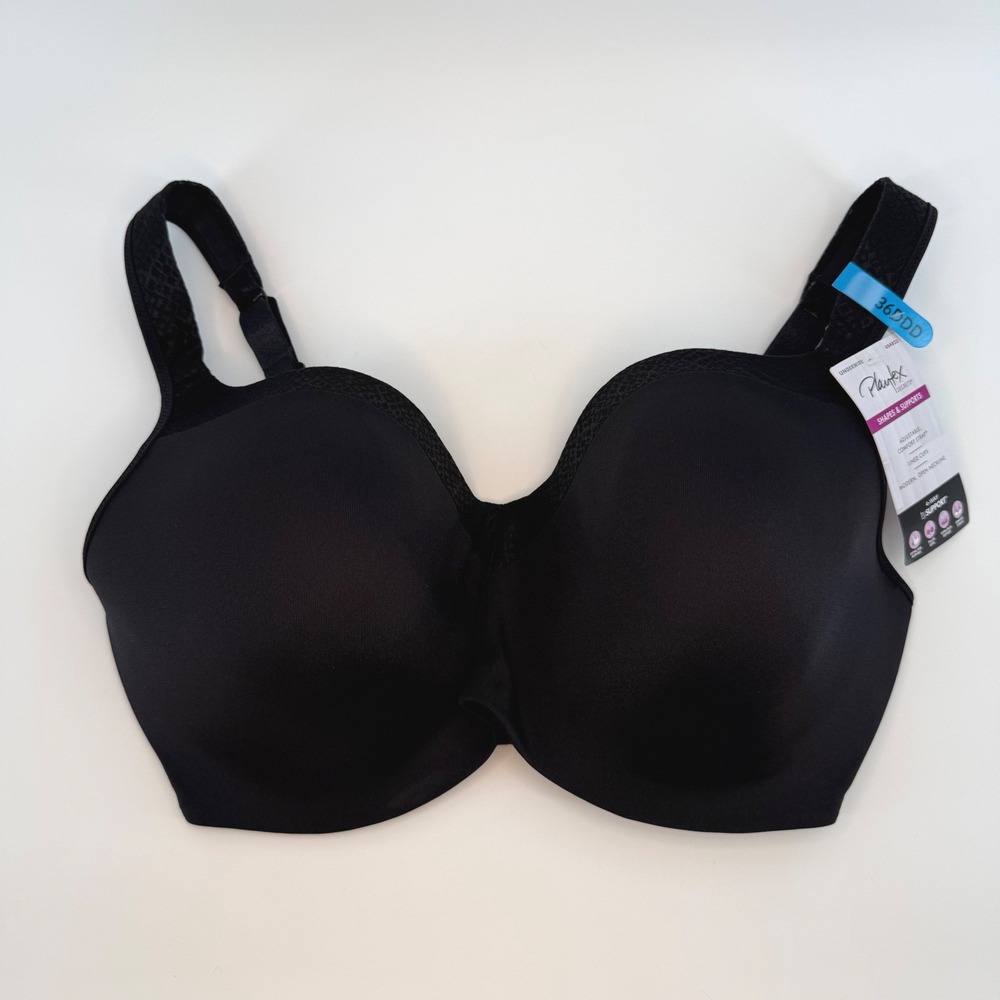Playtex Secrets Shapes & Supports Black Underwire Bra 36DDD US4823 NEW - Picture 1 of 5